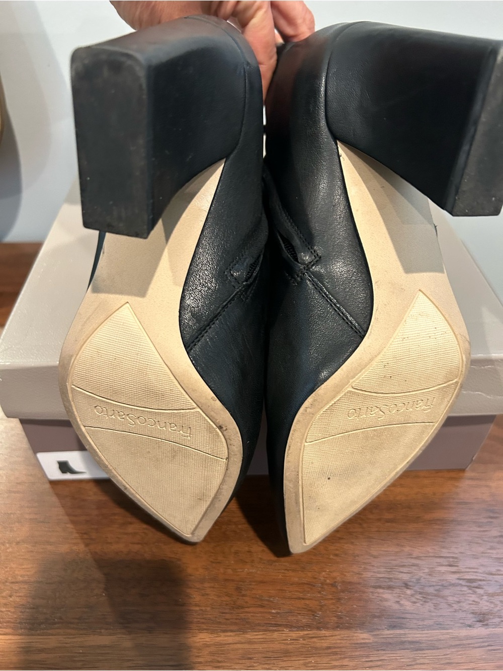 Franco Sarto Black Pointed-Toe Leather Ankle Boots - Picture 5 of 10